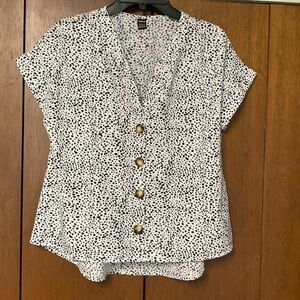 SHEIN Black and White Cap Sleeve Blouse